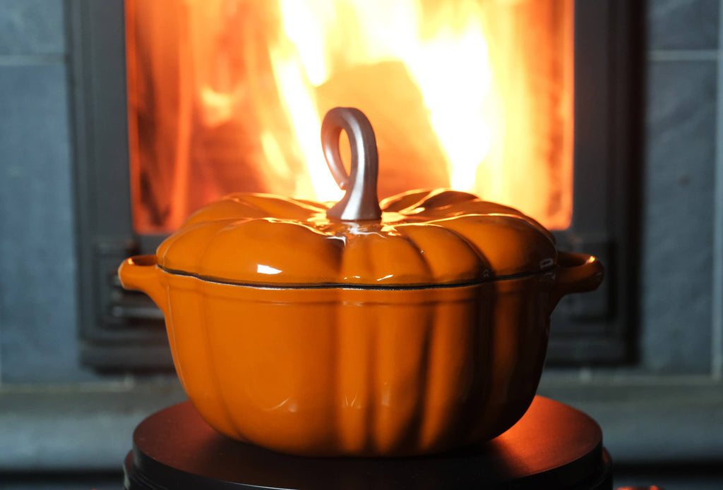 Olla Cocotte Calabaza – Hierro Fundido Esmaltado Naranja 🎃🍂