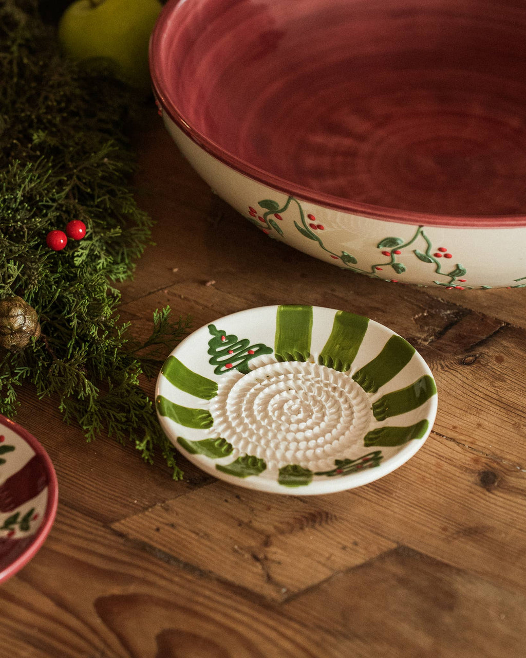 Plato Rallador de Cerámica Artesanal Christmas Evergreen 🎄🌿