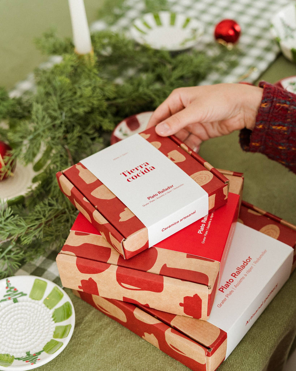 Plato Rallador de Cerámica Artesanal Christmas Evergreen 🎄🌿