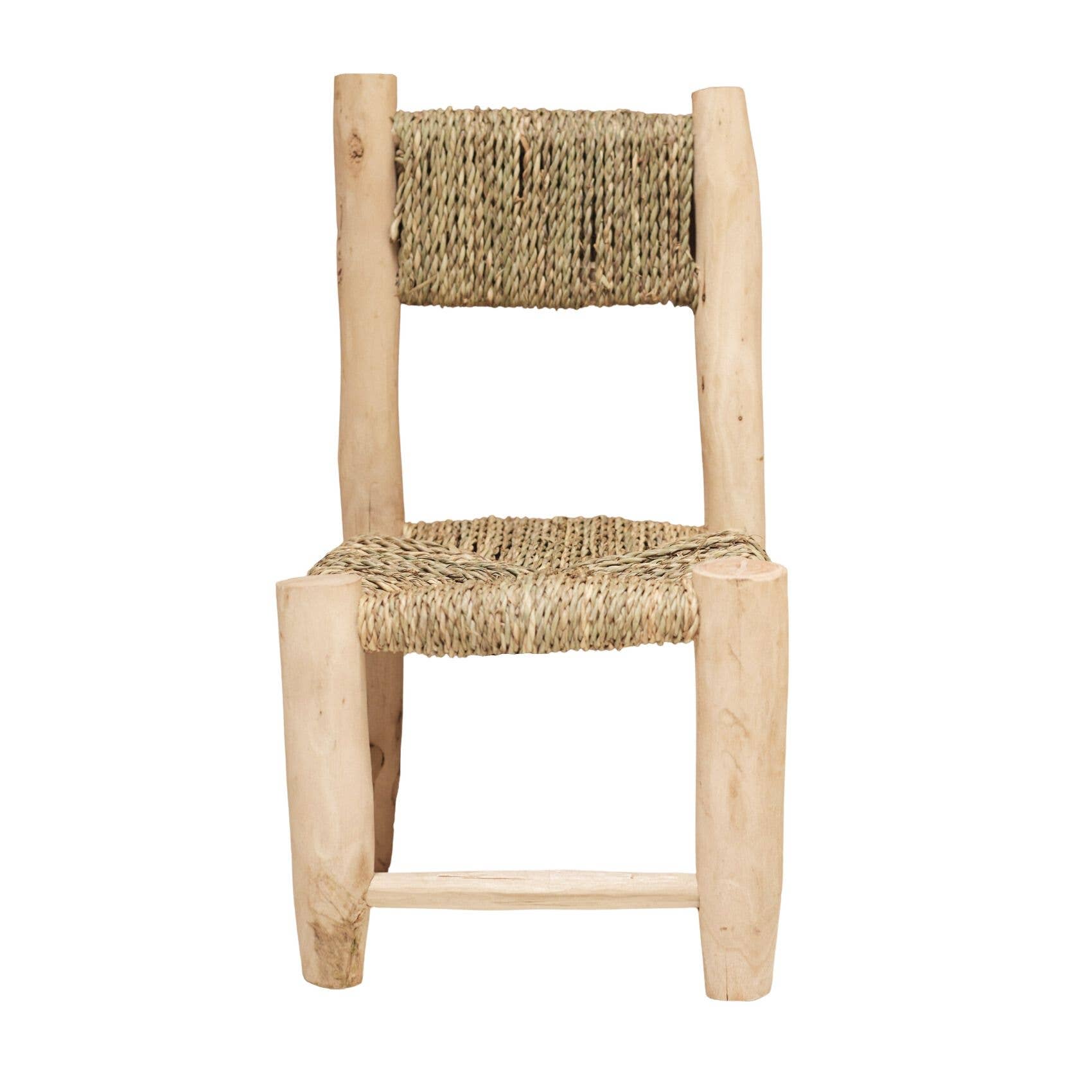 Silla infantil artesanal – Madera de laurel y palma 🌿🪑