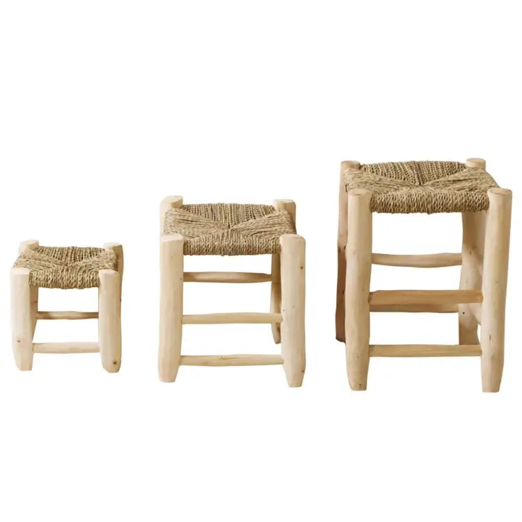 Taburete artesanal de laurel y palma – Tamaño M 🌿🪵