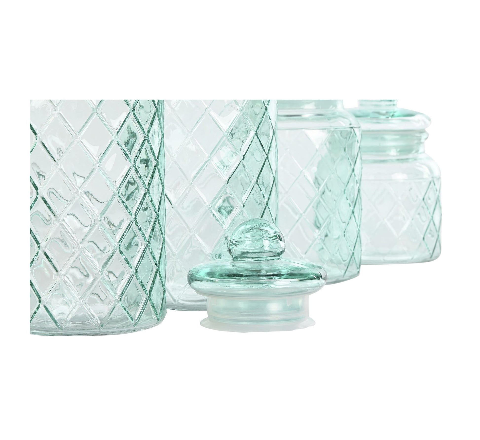 Bote de Cristal Grabado Azul