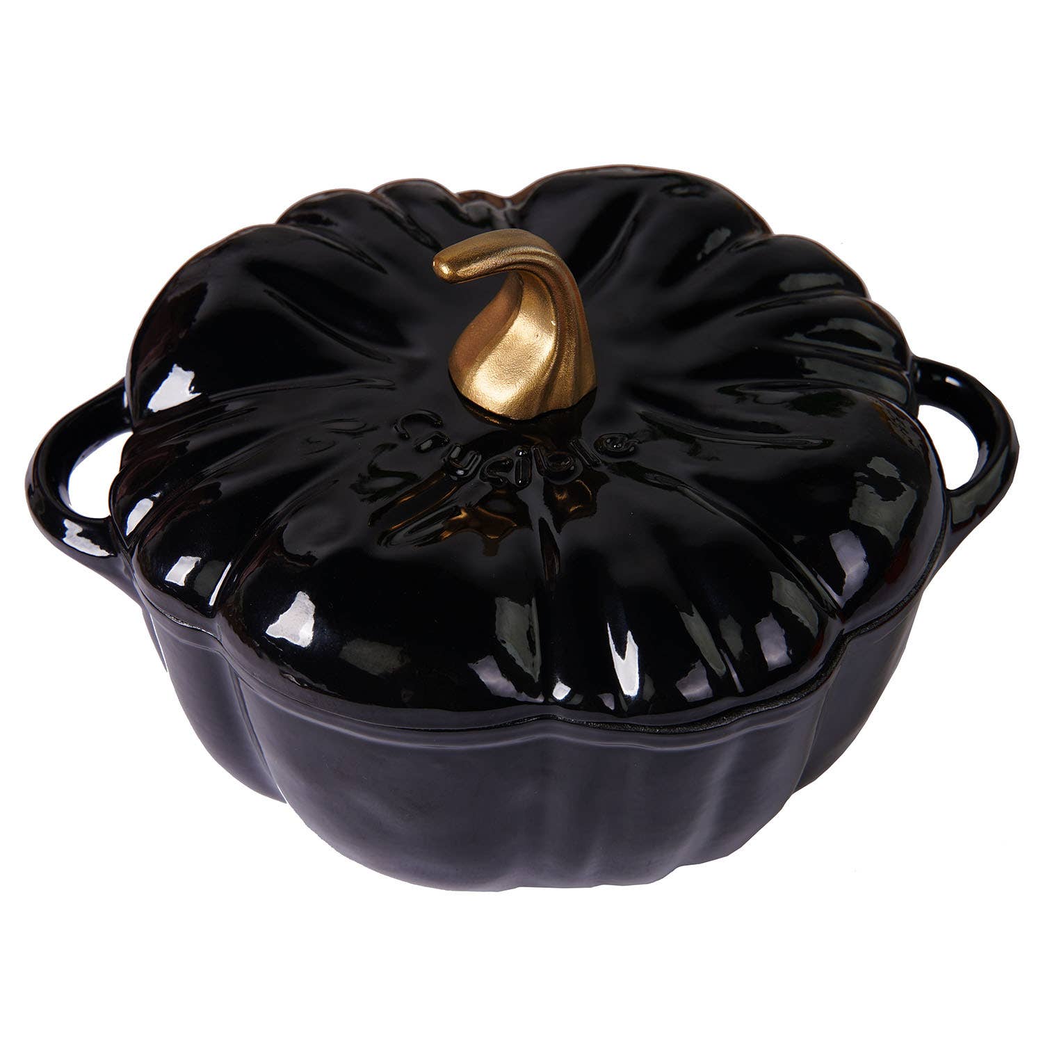 Cazuela Cocotte Calabaza – Hierro Fundido Esmaltado Negro & Dorado 🖤✨