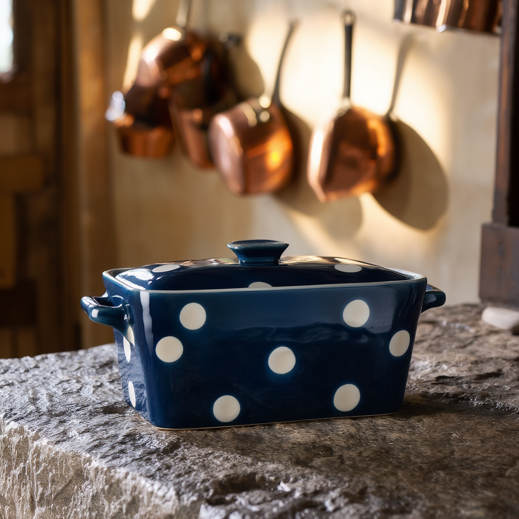 Mantequera Azul Oscuro Lunares  ✨🧈