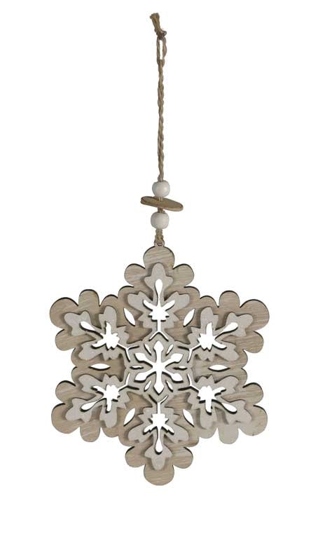 Colgante estrella de madera – Diseño copo de nieve ❄️✨