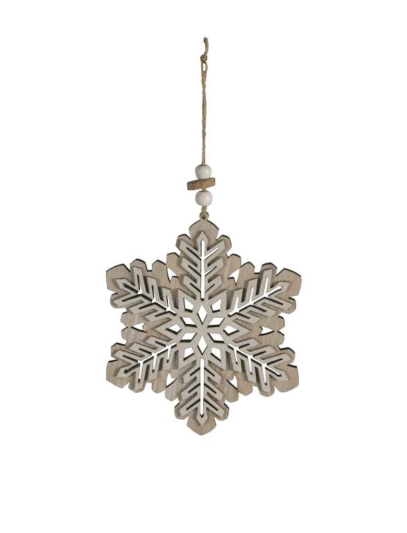 Colgante estrella de madera – Diseño copo de nieve ❄️✨