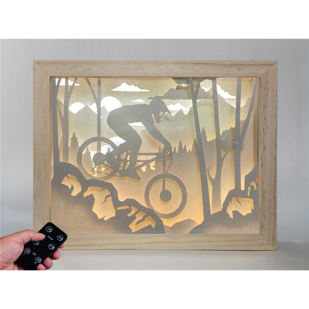 Lámpara Decorativa Madera – Ciclismo Descenso 🚵🌲