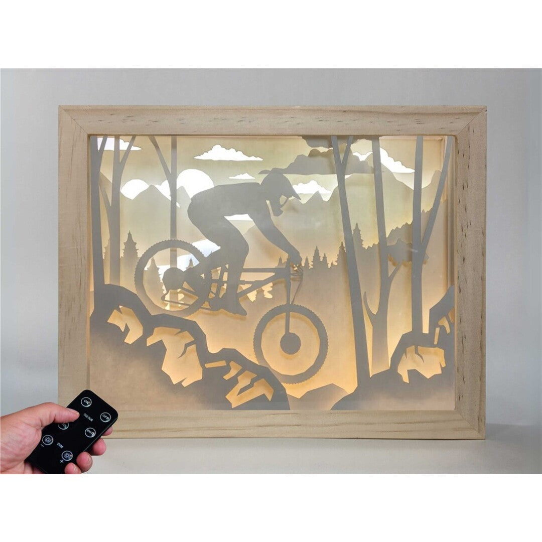 Lámpara Decorativa Madera – Ciclismo Descenso 🚵🌲