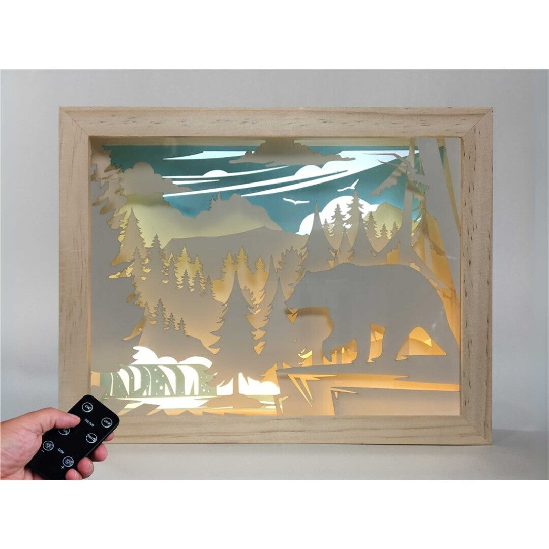 Lámpara Decorativa Madera – Bosque con Oso 🐻🌲