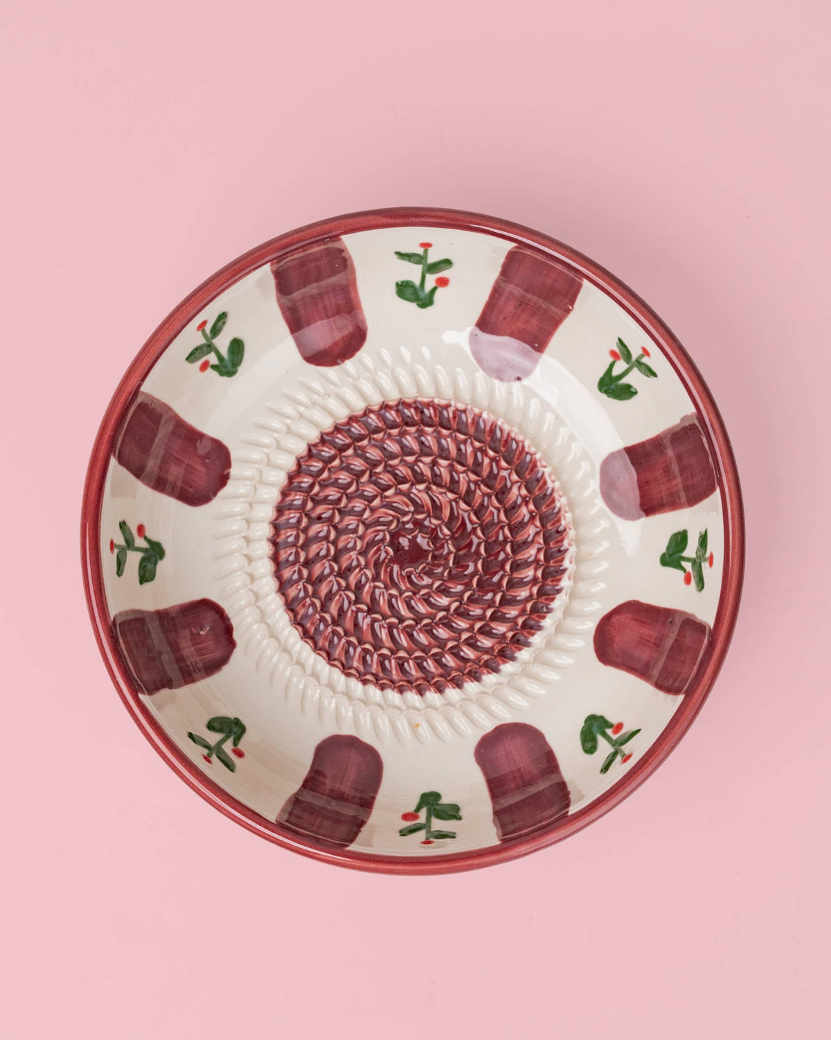 Plato Rallador de Cerámica Artesanal Christmas Holly – 15 cm 🎄❤️