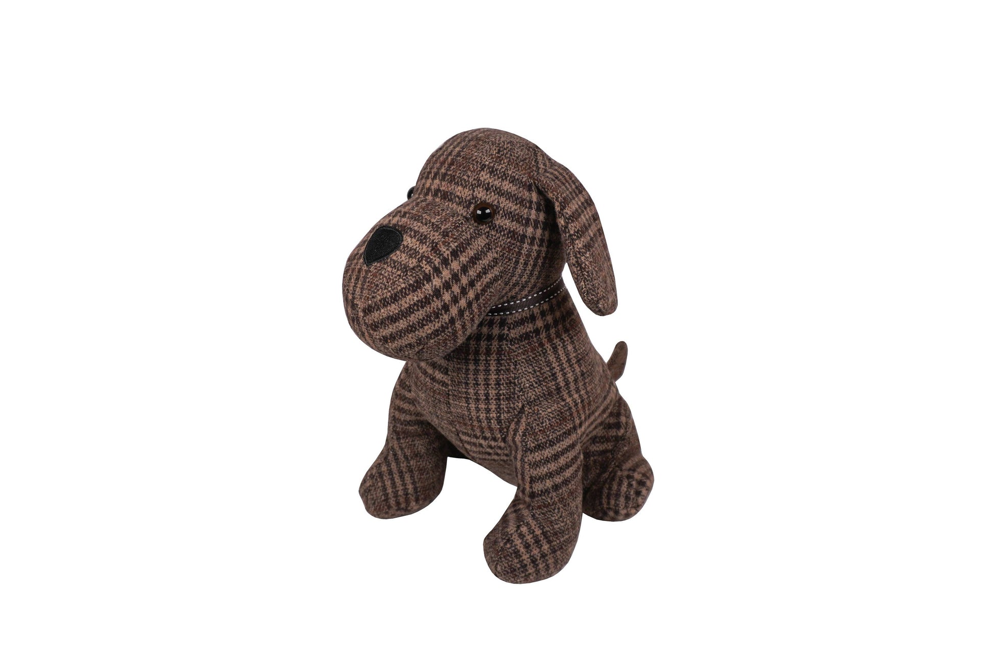 Tope de puerta – Perrito de cuadros marrón 🐾🏡