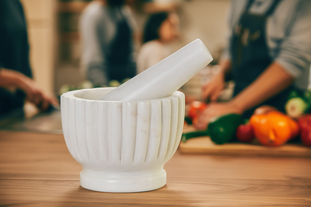 Mortero de Mármol Natural Blanco  🧂✨