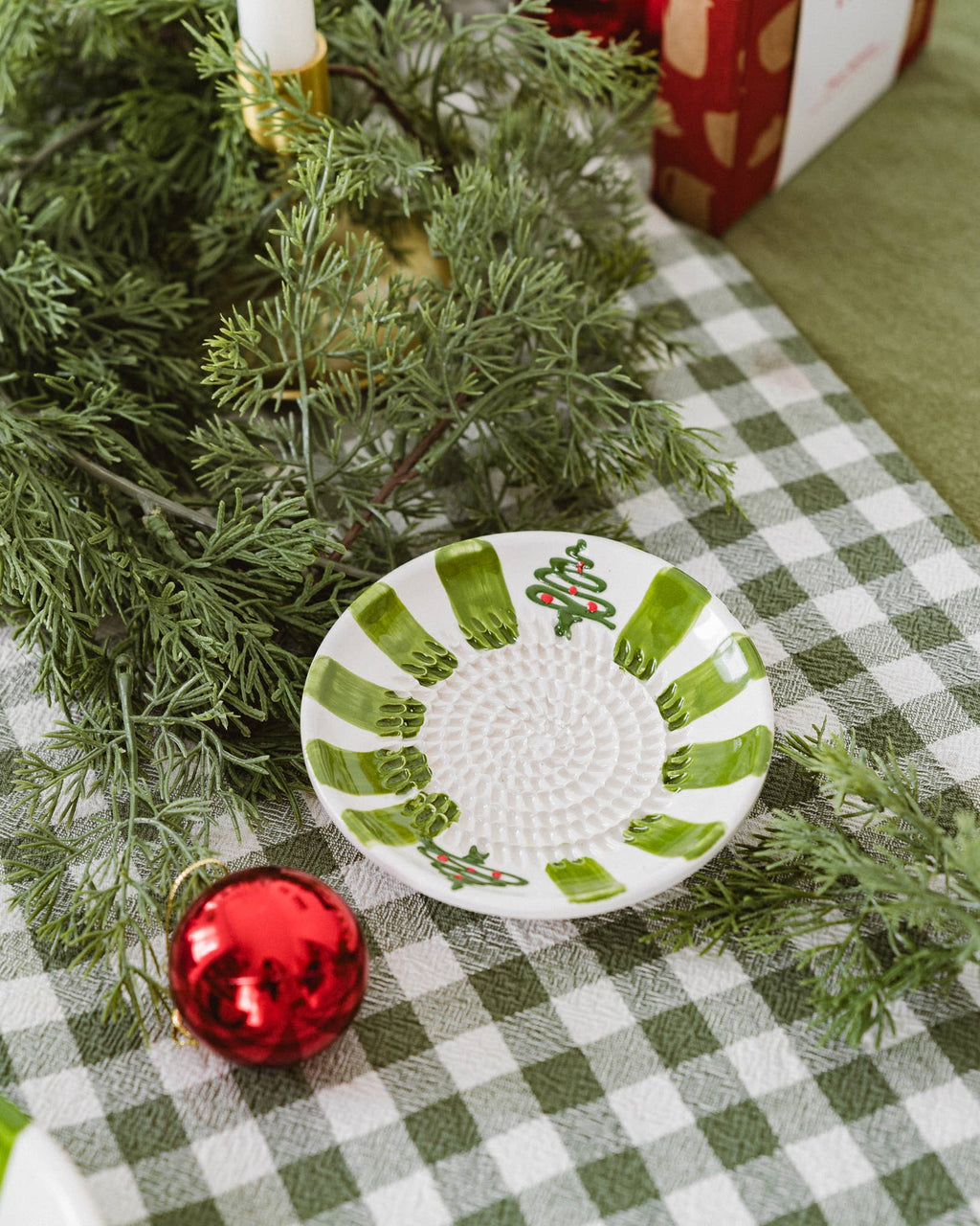 Plato Rallador de Cerámica Artesanal Christmas Evergreen 🎄🌿