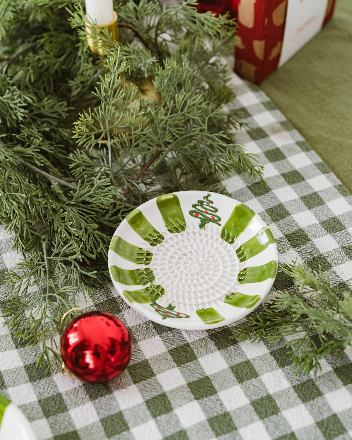 Plato Rallador de Cerámica Artesanal Christmas Evergreen 🎄🌿