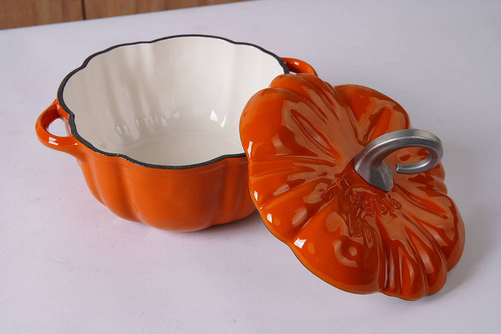 Olla Cocotte Calabaza – Hierro Fundido Esmaltado Naranja 🎃🍂