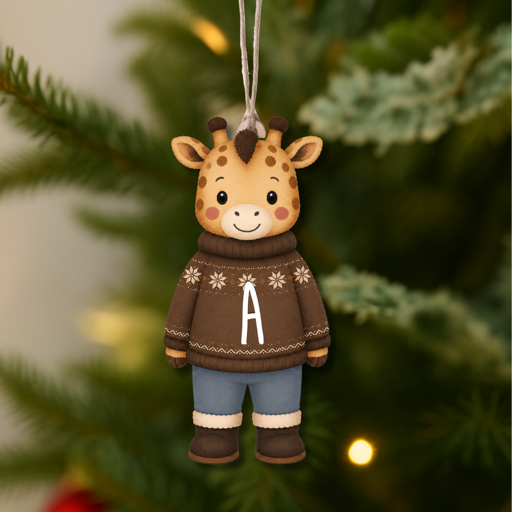 Adorno de Madera con Kit de Iniciales – Animal Invernal 🎄✨