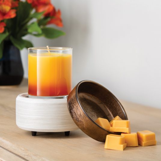 Lámpara aromática 2 en 1  Blanco cepillado &amp; bronce