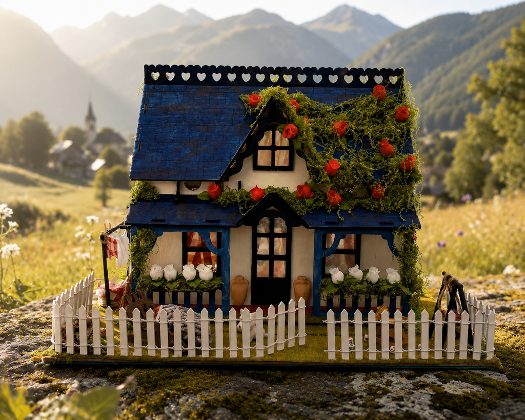 Casa de muñecas artesanal “Maison Bleue”