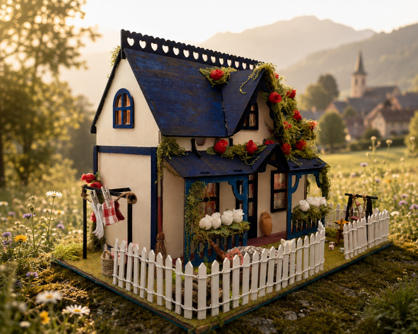 Casa de muñecas artesanal “Maison Bleue”
