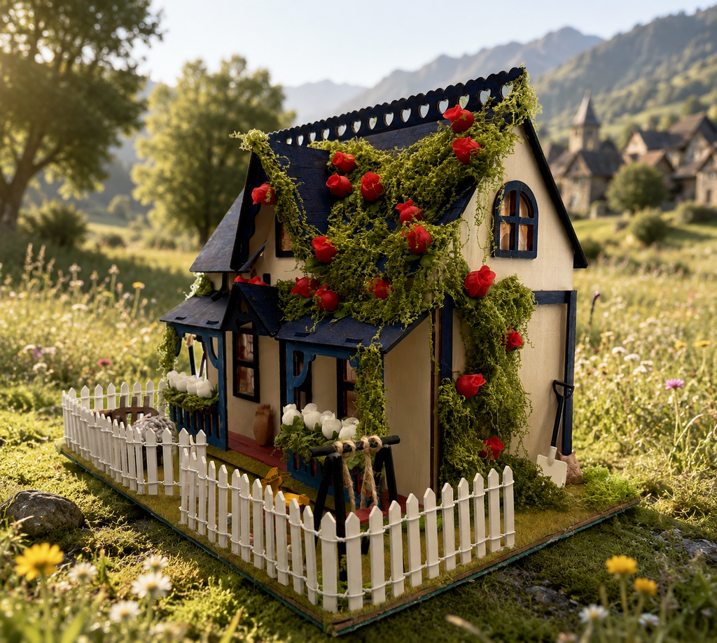 Casa de muñecas artesanal “Maison Bleue”