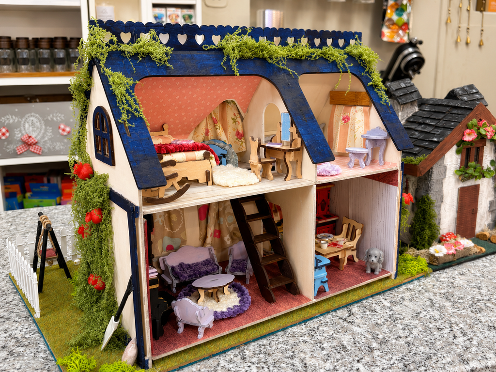 Casa de muñecas artesanal “Maison Bleue”