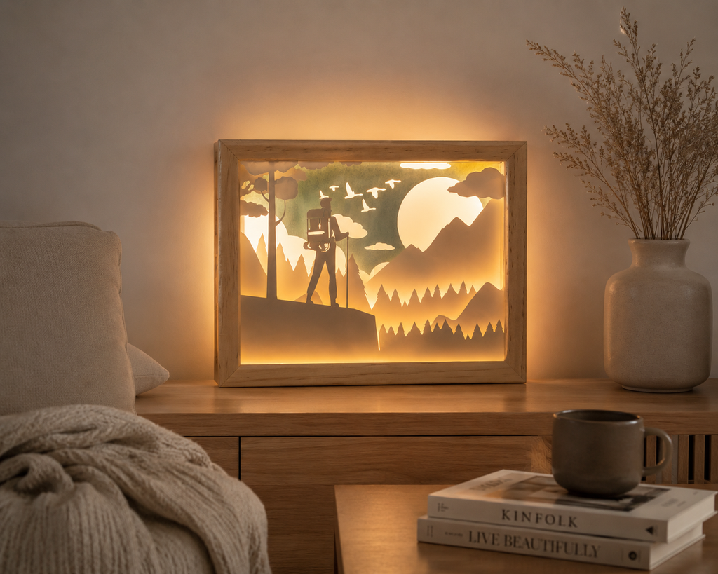 Lámpara Decorativa Madera – Excursionista 🏔️🌲
