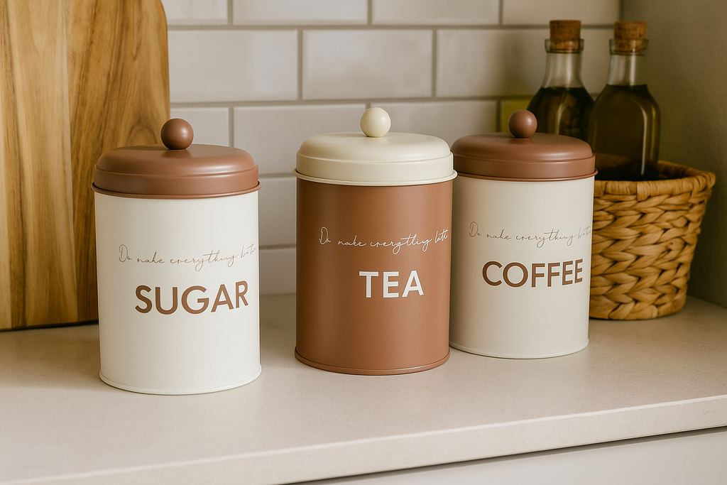 🫖 Set bote de Metal – 3 surtidos (Azúcar, Café y Té)