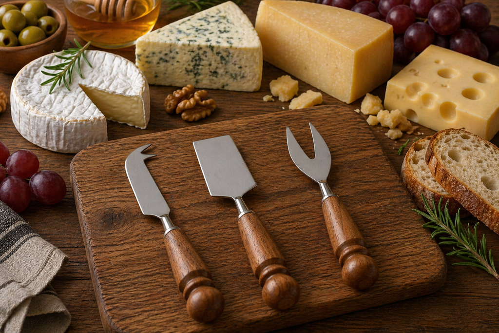 Set de Cuchillos para Queso – 3 Piezas Acacia & Acero Inoxidable 🧀🪵✨