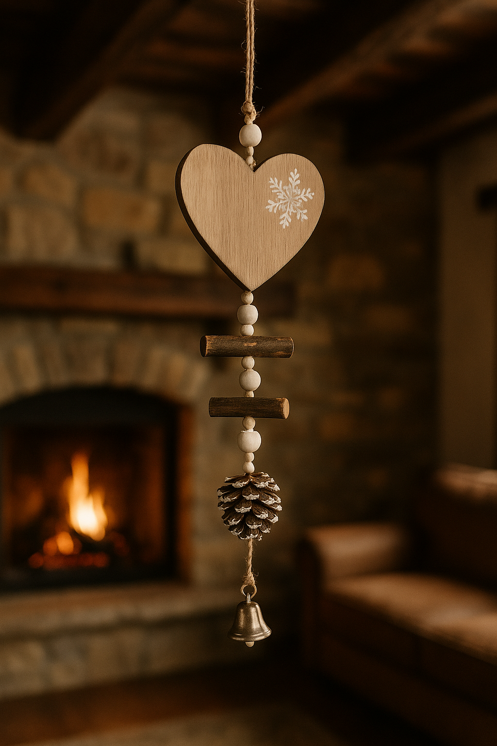 Colgante Corazón & Piña – Decoración Natural 🎄✨