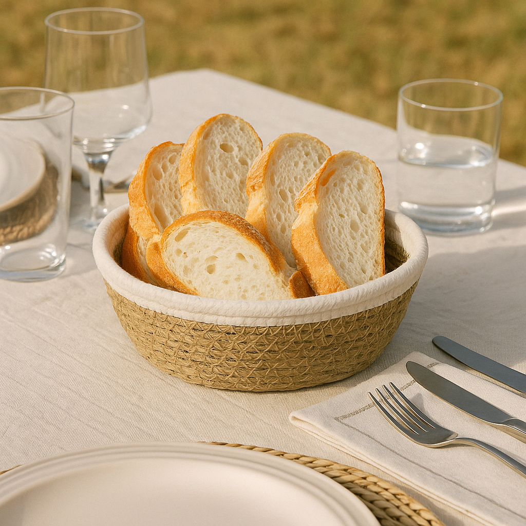 Cesta Anea & Cordón Blanco – Artesanía Natural 🧺✨