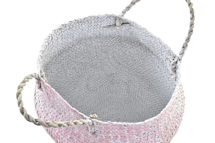 Cesta de fibra natural bicolor