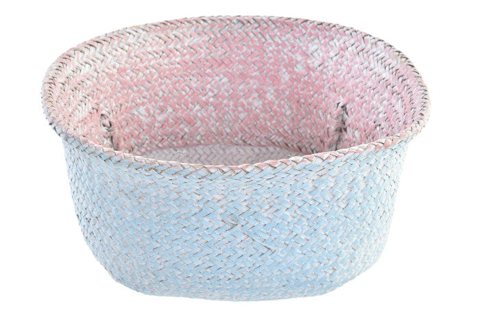 Cesta de fibra natural bicolor