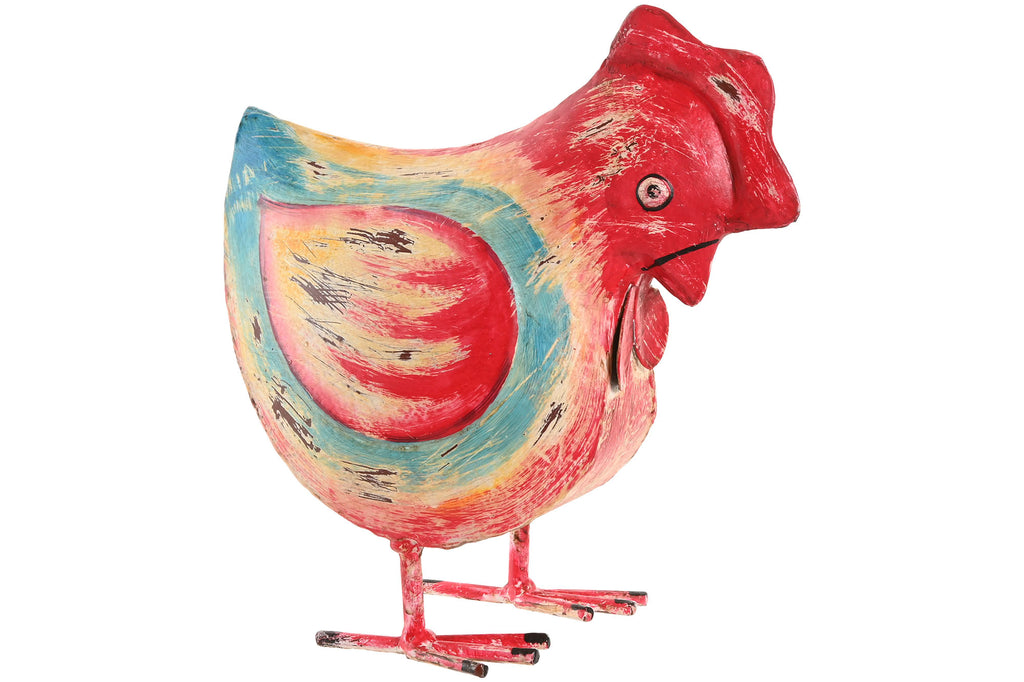 Figura Decorativa de Metal – Gallina Roja 🐓❤️