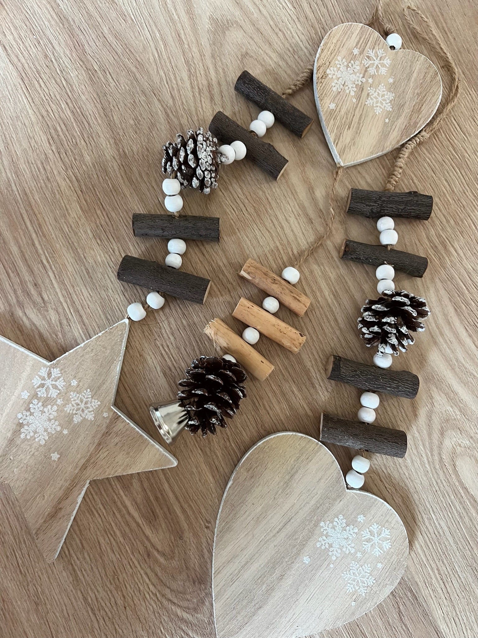 Colgante Corazón & Piña – Decoración Natural 🎄✨