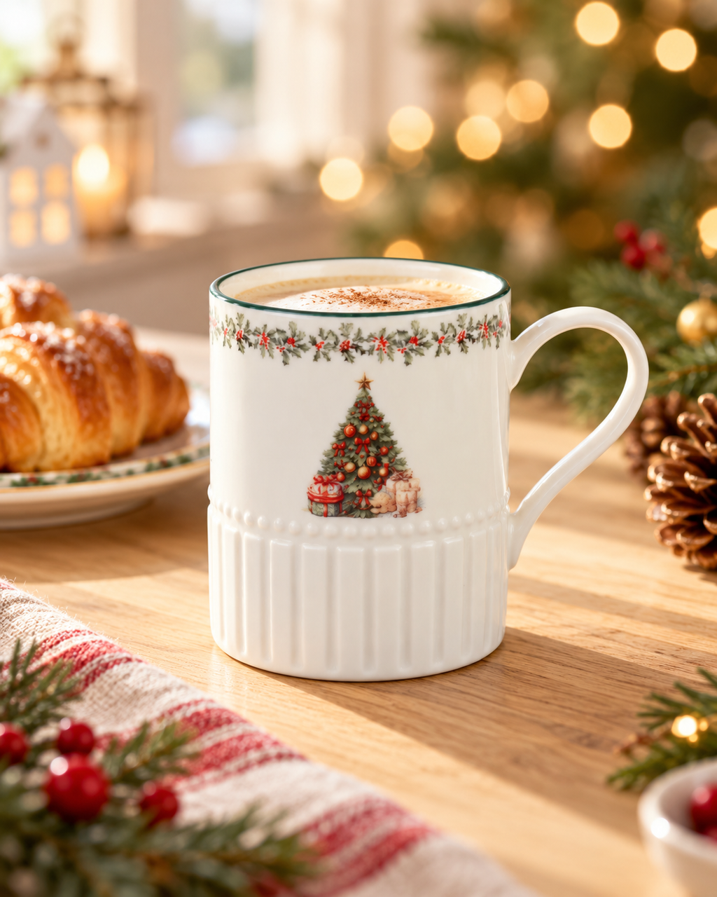 Taza de Porcelana Invierno Atemporal – Árbol de Navidad🎄☕