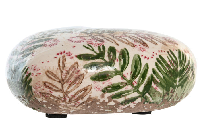 Figura decorativa de loza helechos multicolor con formas de corazón