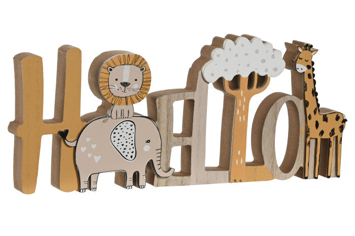 Decoración de pared infantil Letras “HELLO” con animalitos