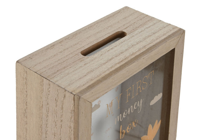 Hucha de cristal y madera Animales salvajes