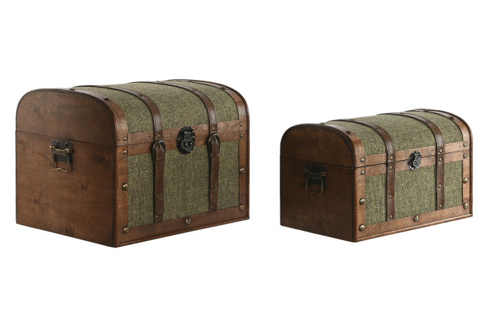 Baúl Lienzo y Madera  Verde Vintage