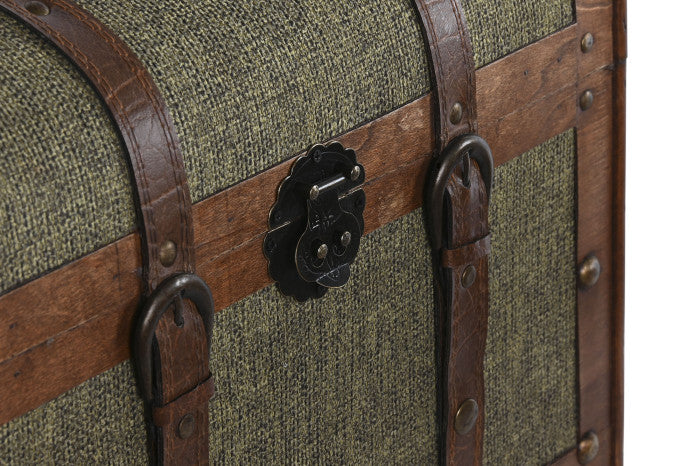 Baúl Lienzo y Madera  Verde Vintage