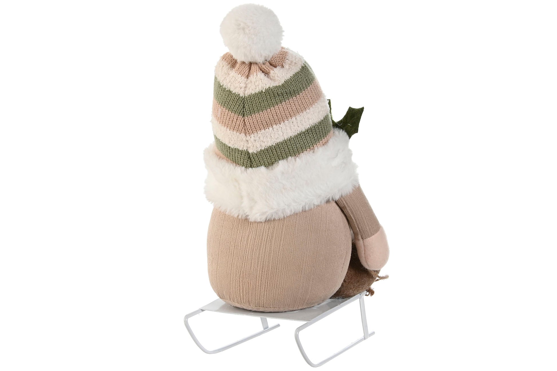 Figura de gnomo en trineo beige