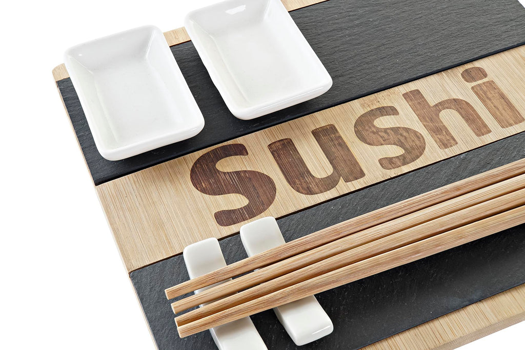 Set de Sushi 7 Piezas – Bambú & Pizarra 🍣🎋