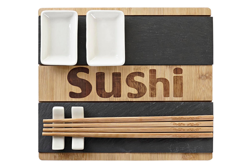 Set de Sushi 7 Piezas – Bambú & Pizarra 🍣🎋