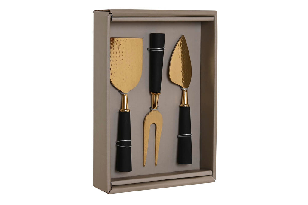 Set de Cuchillos para Queso – 3 Piezas Dorado & Negro 🧀🖤✨