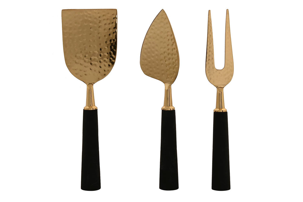 Set de Cuchillos para Queso – 3 Piezas Dorado & Negro 🧀🖤✨
