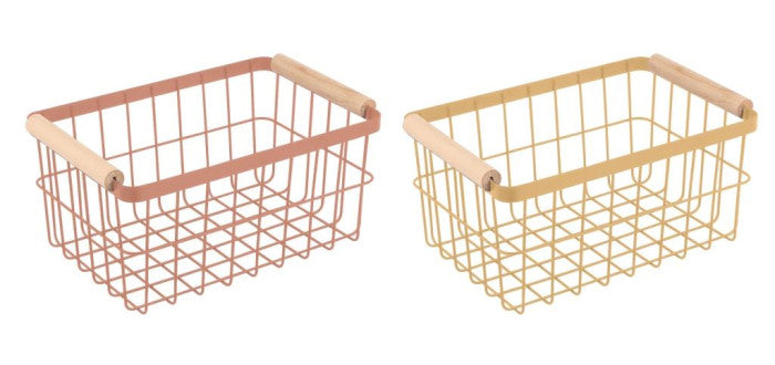 Cesta de metal con asas estilo “pino”