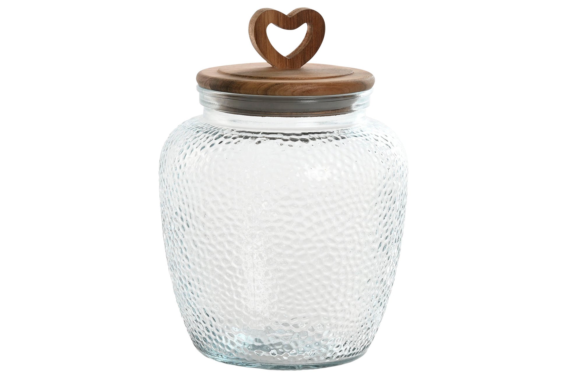 Bote de Cristal con Tapa de Acacia Corazón 🤍