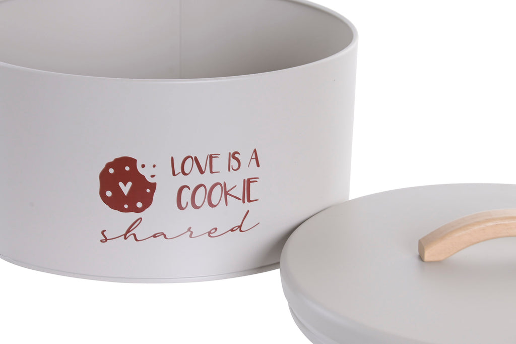 Boîte en métal avec couvercle en bois d'hévéa Biscuits 🍪