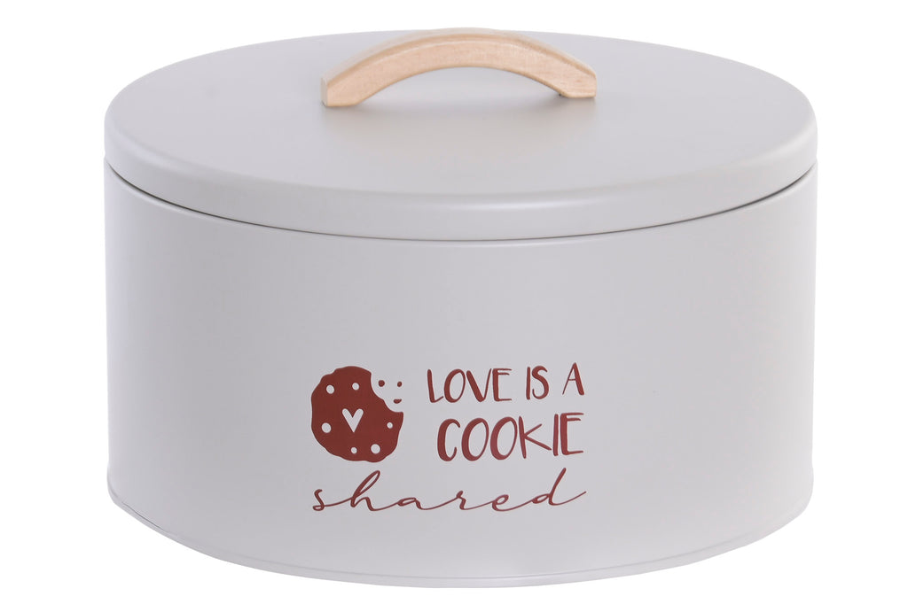 Boîte en métal avec couvercle en bois d'hévéa Biscuits 🍪