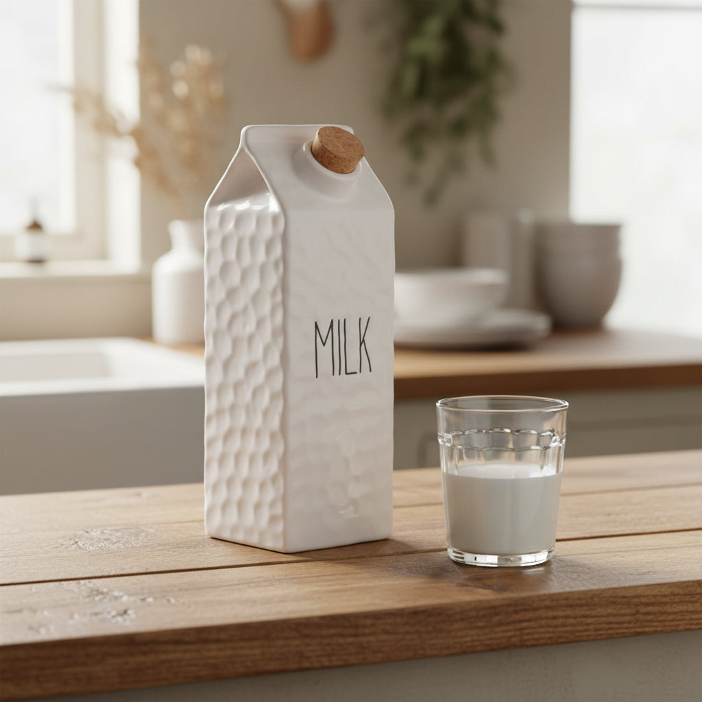 Lechera de Porcelana con Tapón de Corcho 🥛